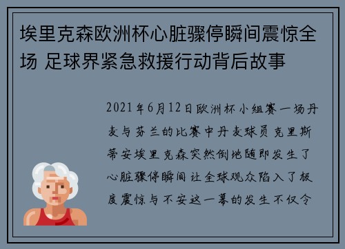 埃里克森欧洲杯心脏骤停瞬间震惊全场 足球界紧急救援行动背后故事